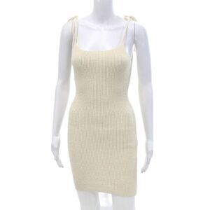 Skylar Rose Womens Sleeveless Side Lace Up Knit Sheath Dress White Size Small